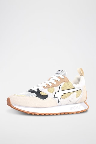 Zapatillas de piel - Blanco y beige