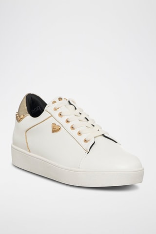 Zapatillas con plataforma - Blanco y dorado