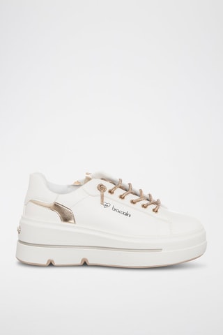 Zapatillas con plataforma - Blanco y dorado