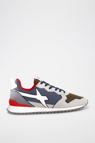 Zapatillas de nobuk - Blanco, verde y gris