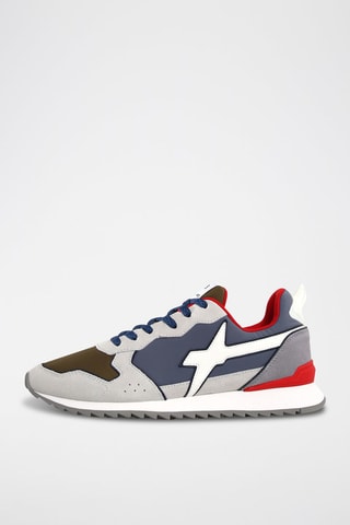Zapatillas de nobuk - Blanco, verde y gris