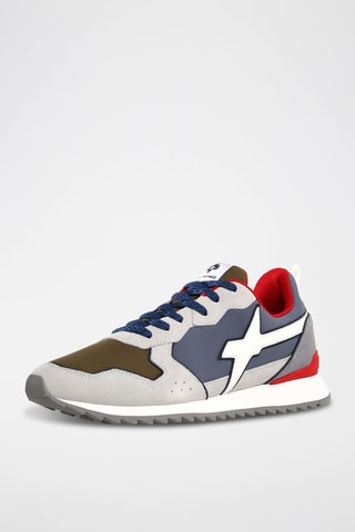 Zapatillas de nobuk - Blanco, verde y gris
