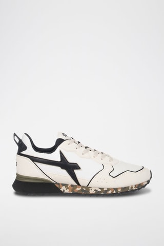 Zapatillas de nobuk - Blanco, negro y beige