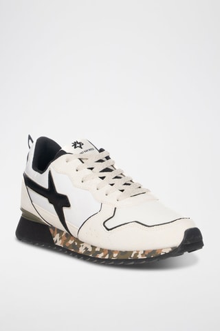 Zapatillas de nobuk - Blanco, negro y beige