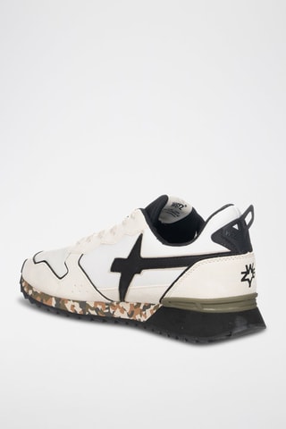 Zapatillas de nobuk - Blanco, negro y beige