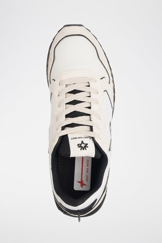 Zapatillas de nobuk - Blanco, negro y beige