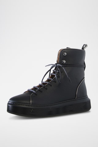 Hoge Leren Sneakers - Zwart
