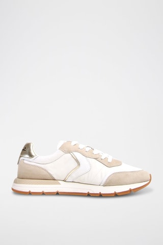 Zapatillas de piel - Blanco, negro y beige