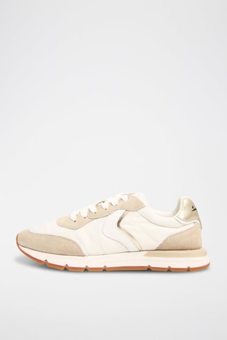 Zapatillas de piel - Blanco, negro y beige