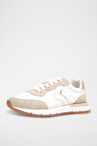 Zapatillas de piel - Blanco, negro y beige