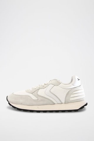 Zapatillas de piel - Blanco, negro y gris
