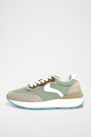 Zapatillas de piel - Blanco, beige y verde