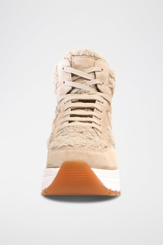 Zapatillas de piel con plataforma - Beige