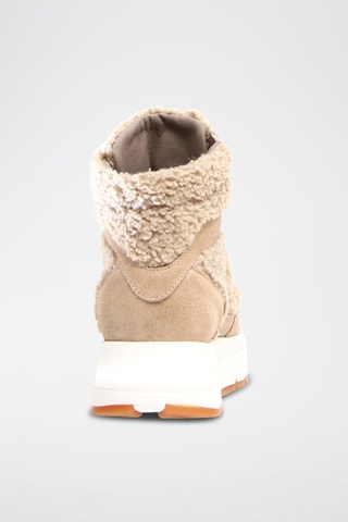 Zapatillas de piel con plataforma - Beige
