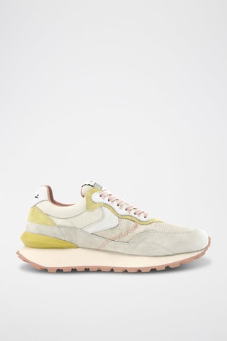 Zapatillas de nobuk - Blanco, amarillo y gris