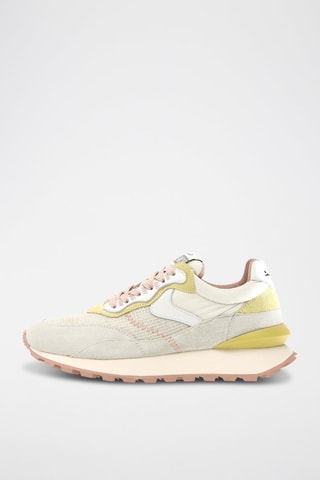 Zapatillas de nobuk - Blanco, amarillo y gris