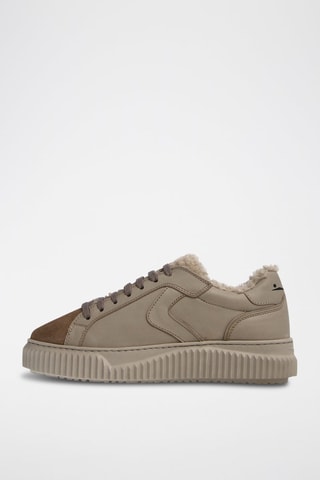 Leren Gevoerde Sneakers - Grijs