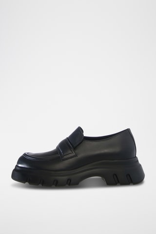 Mocasines de piel con plataforma Twilly - Negro
