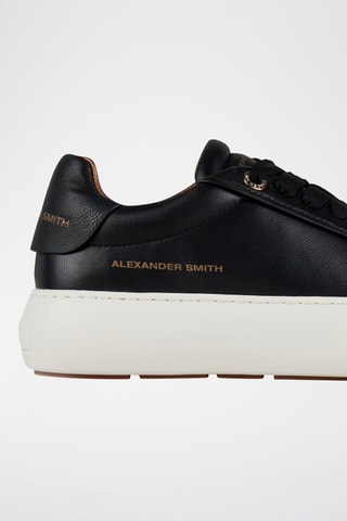 Zapatillas de piel con plataforma - Negro