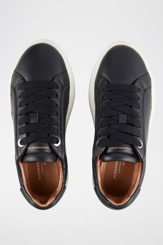 Zapatillas de piel con plataforma - Negro