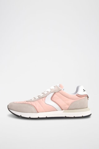 Zapatillas de piel - Blanco, beige y naranja