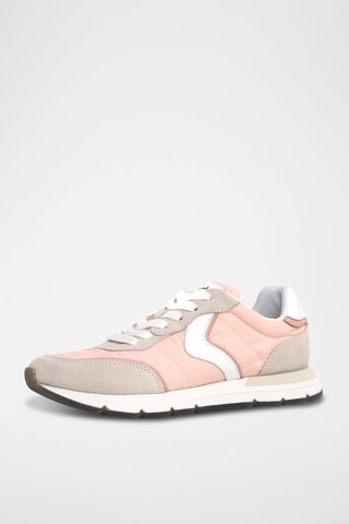 Zapatillas de piel - Blanco, beige y naranja