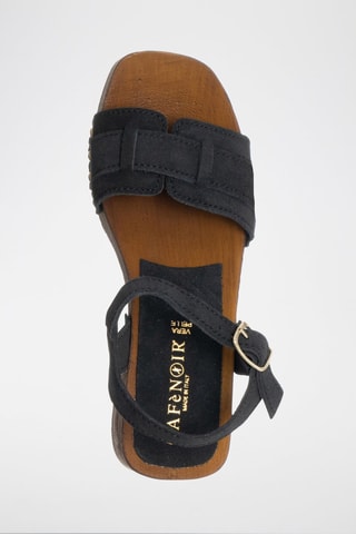 Sandalias de nobuk de tacón - Café Noir - Plateado y negro