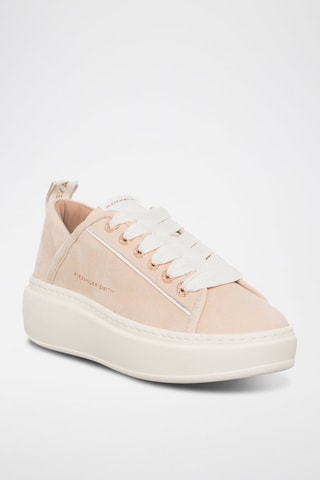 Zapatillas de piel con plataforma - Rosa