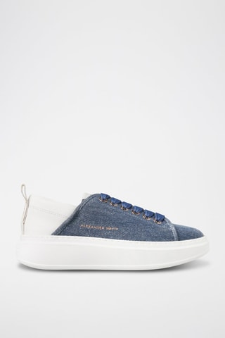 Zapatillas de piel - Blanco y azul