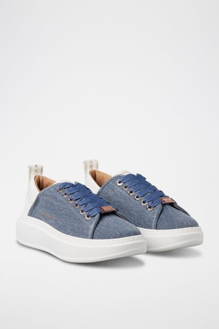 Zapatillas de piel - Blanco y azul