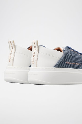 Zapatillas de piel - Blanco y azul