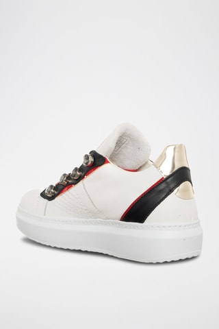 Zapatillas de piel - Café Noir - Blanco y negro
