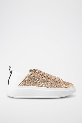 Zapatillas de piel - Blanco y dorado