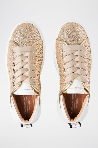 Zapatillas de piel - Blanco y dorado