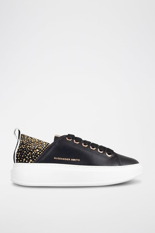 Zapatillas de piel con plataforma Wembley - Negro y dorado
