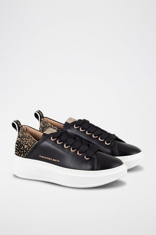 Zapatillas de piel con plataforma Wembley - Negro y dorado
