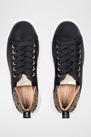 Zapatillas de piel con plataforma Wembley - Negro y dorado