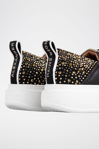 Zapatillas de piel con plataforma Wembley - Negro y dorado