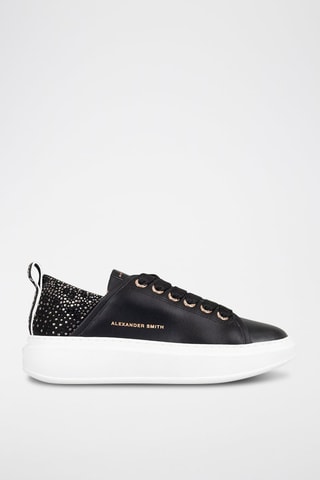 Zapatillas de piel con plataforma Wembley - Blanco, negro y plateado