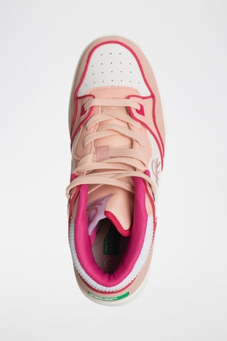 Zapatillas altas - Benetton - Blanco y rosa