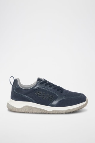 Zapatillas de nobuk - Blanco, azul y gris