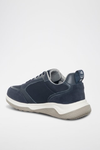 Zapatillas de nobuk - Blanco, azul y gris