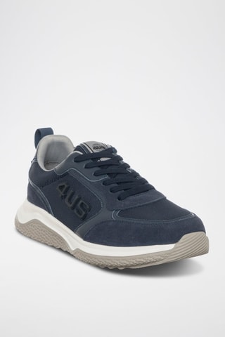 Zapatillas de nobuk - Blanco, azul y gris