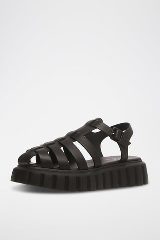 Sandalias de piel bovina con plataforma Grenelle - Negro