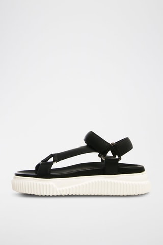 Sandalias de piel napa Lisa - Blanco y negro