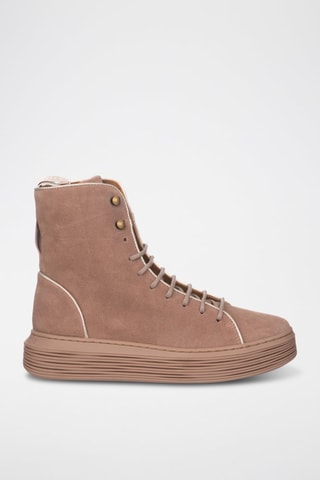 Botines de nobuk - Gris y rosa