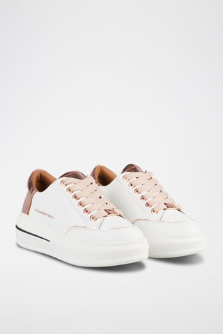 Zapatillas de piel con plataforma Lancaster - Blanco, rosa y dorado