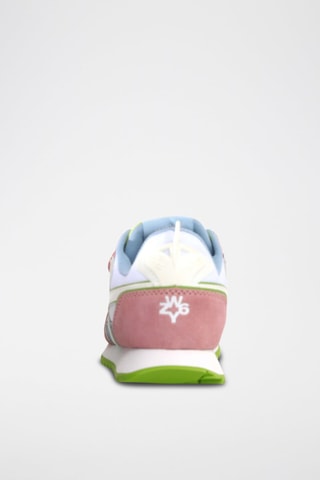 Zapatillas de nobuk - Blanco, verde y rosa