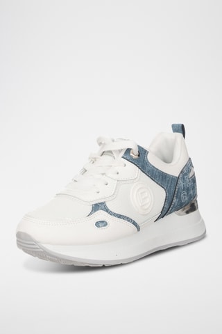 Zapatillas de piel con plataforma - Blanco