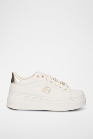 Zapatillas de piel con plataforma - Beige